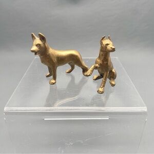 Vintage Solid Brass Dogs 2 Inch Paperweight Statue Figure 3 Oz’s Lot Of 2